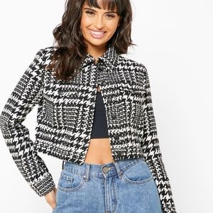Forever 21 Jackets \u0026 Coats | Forever 21+ Houndstooth Cropped Coat Nwt Size 2x | Color: Black/White | Size: 2x | Thriftythicknes's Closet